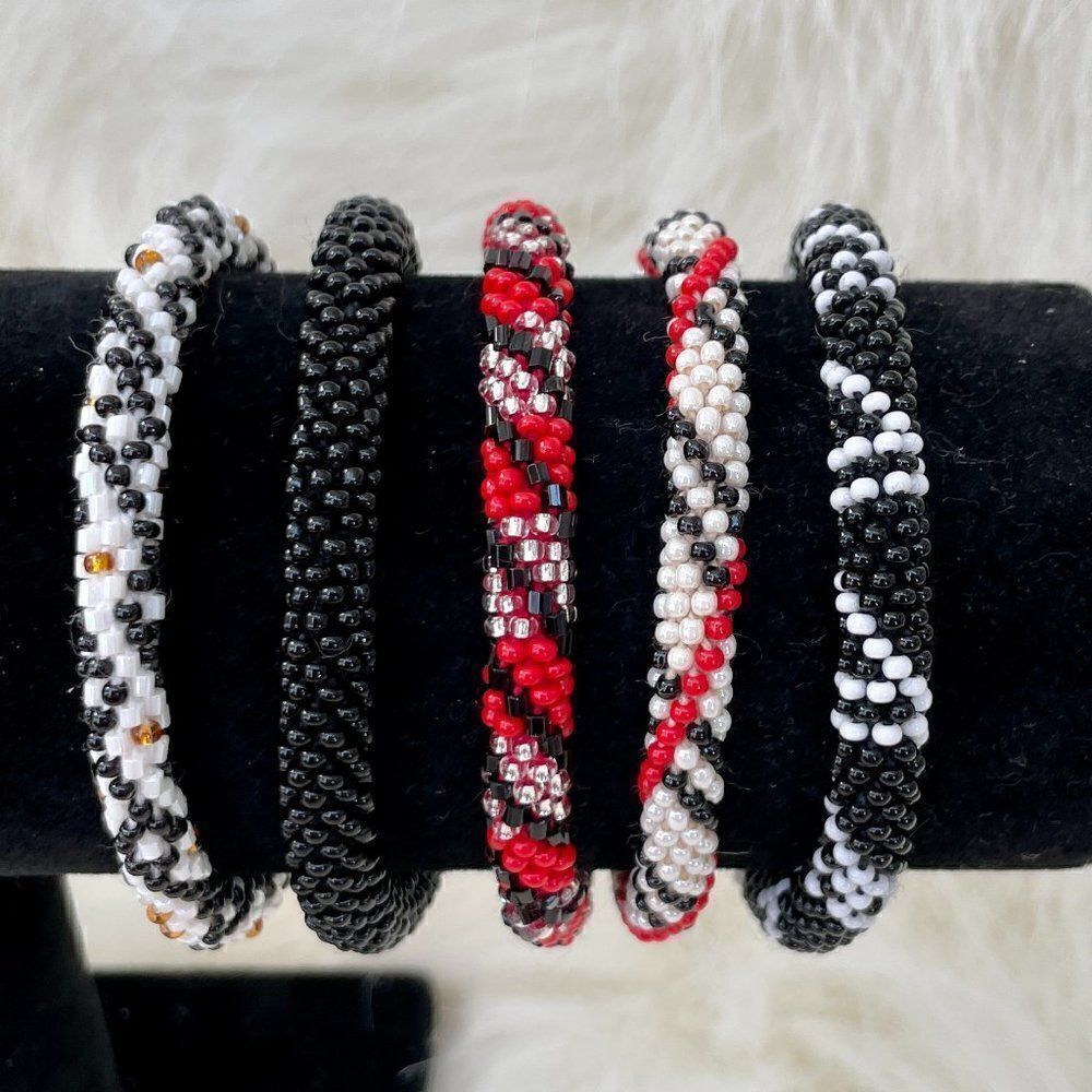 HAND CRAFTED in Nepal Beaded Bracelets (set of 5) #625